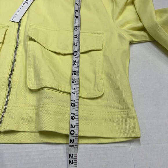 Nicole Miller Jacket Womens M Yellow Canvas Cropped Bomber Boxy Casual Vacation - Picture 7 of 8
